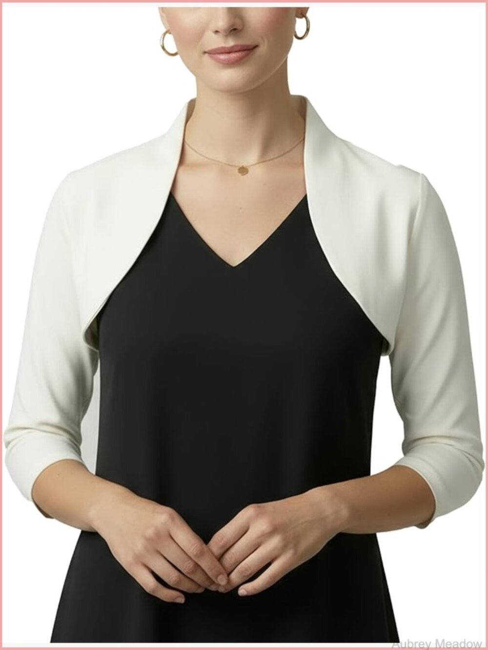 Tailored 3/4 Sleeve Bolero Shrug Cotton Blend Stretch Knit